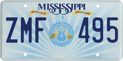 MS license plate ZMF495