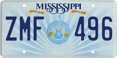 MS license plate ZMF496