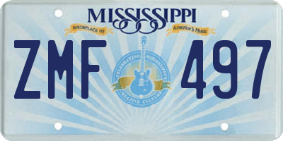 MS license plate ZMF497