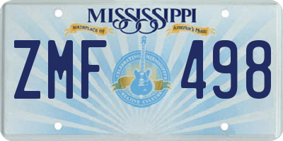 MS license plate ZMF498