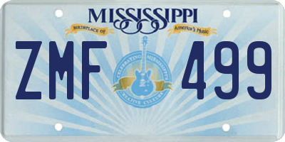 MS license plate ZMF499