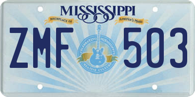 MS license plate ZMF503