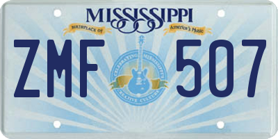 MS license plate ZMF507