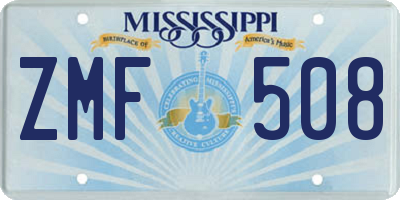 MS license plate ZMF508