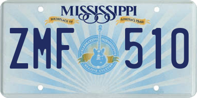 MS license plate ZMF510