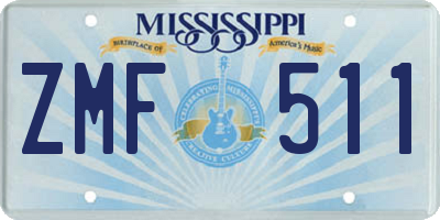 MS license plate ZMF511