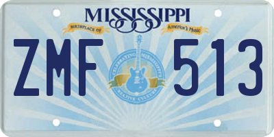 MS license plate ZMF513