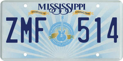 MS license plate ZMF514