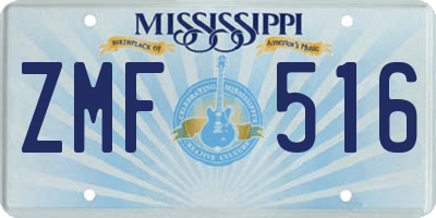 MS license plate ZMF516
