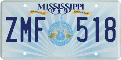 MS license plate ZMF518