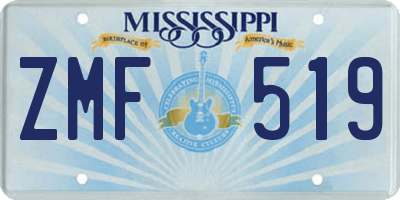 MS license plate ZMF519