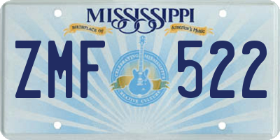 MS license plate ZMF522