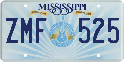 MS license plate ZMF525