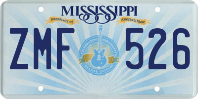 MS license plate ZMF526