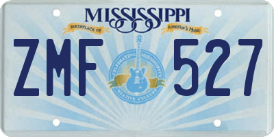 MS license plate ZMF527