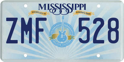 MS license plate ZMF528