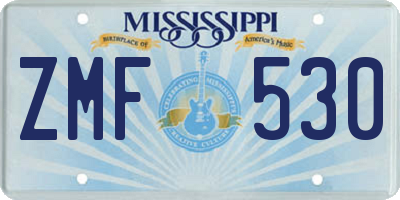 MS license plate ZMF530