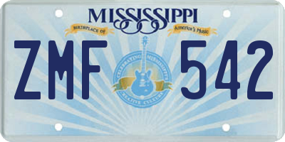 MS license plate ZMF542