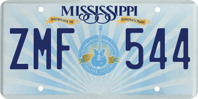 MS license plate ZMF544