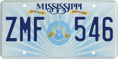 MS license plate ZMF546