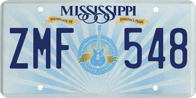 MS license plate ZMF548