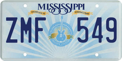 MS license plate ZMF549