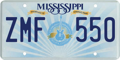 MS license plate ZMF550