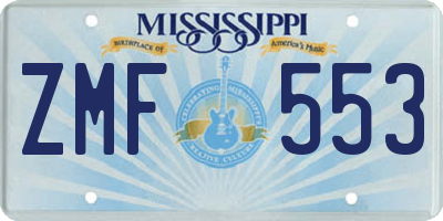 MS license plate ZMF553