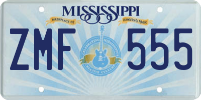 MS license plate ZMF555