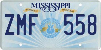 MS license plate ZMF558