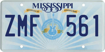 MS license plate ZMF561