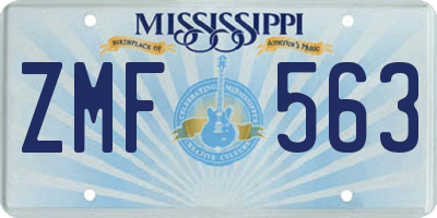 MS license plate ZMF563