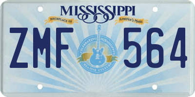 MS license plate ZMF564
