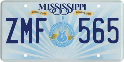 MS license plate ZMF565