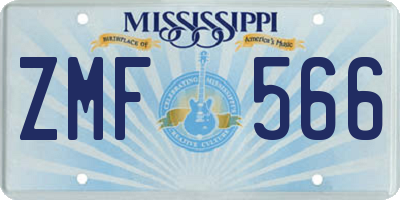 MS license plate ZMF566