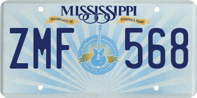 MS license plate ZMF568