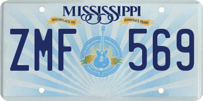 MS license plate ZMF569