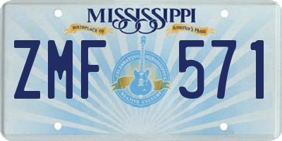 MS license plate ZMF571