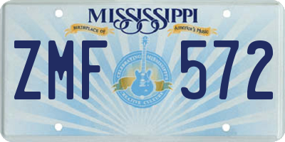 MS license plate ZMF572
