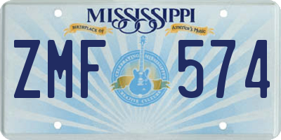 MS license plate ZMF574
