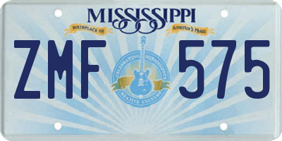 MS license plate ZMF575