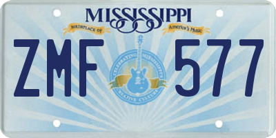 MS license plate ZMF577