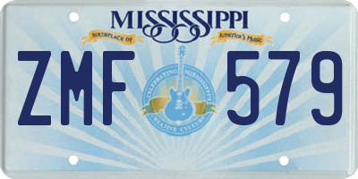 MS license plate ZMF579