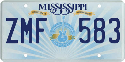 MS license plate ZMF583