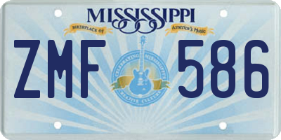 MS license plate ZMF586