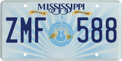 MS license plate ZMF588