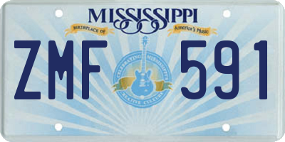 MS license plate ZMF591
