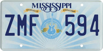 MS license plate ZMF594