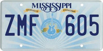 MS license plate ZMF605