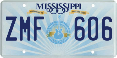 MS license plate ZMF606